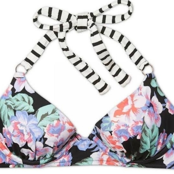 SHADE & Shore Bikini Top Padded Underwire Floral Size 34B - Picture 5 of 9